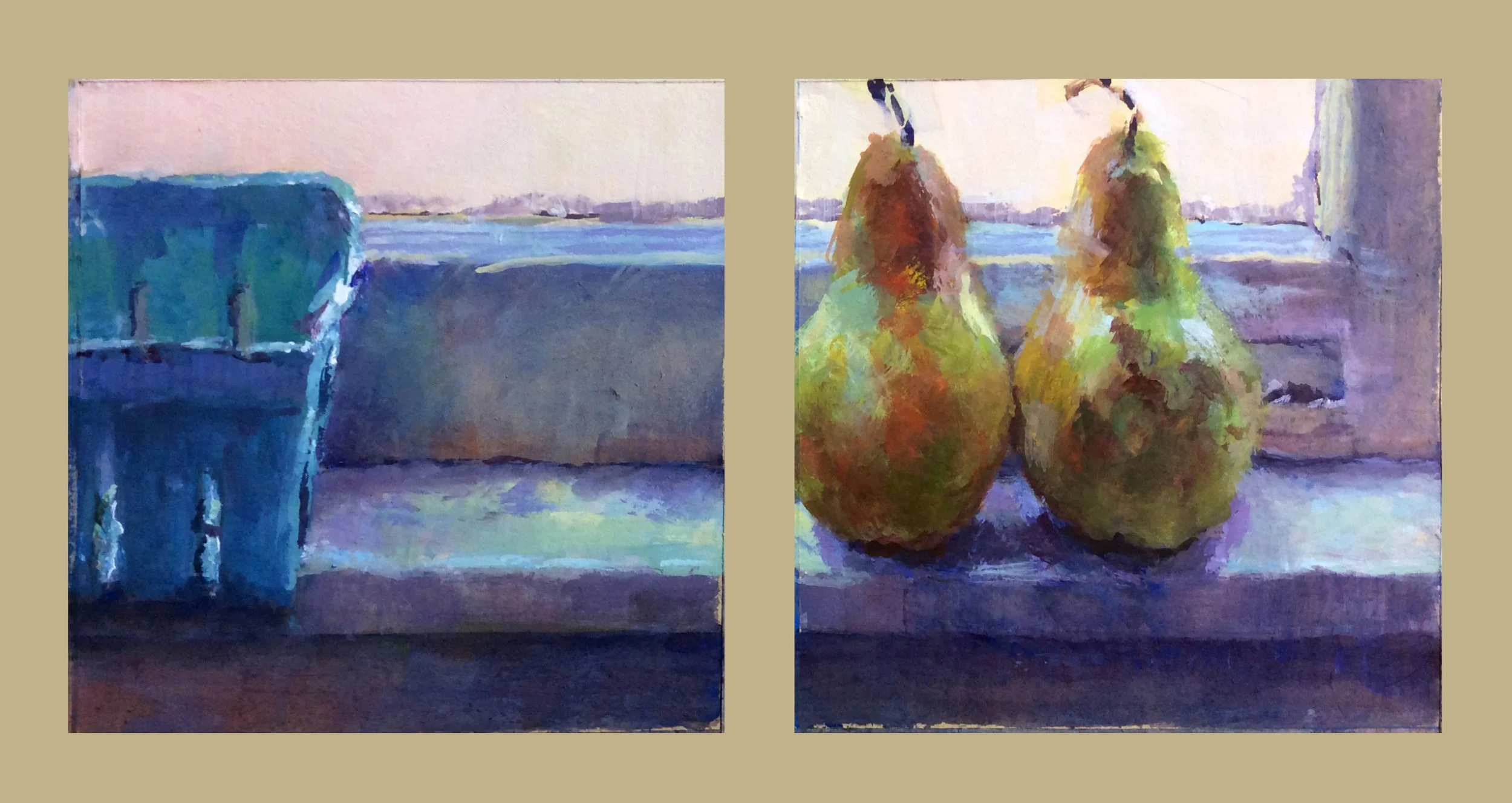    "A PAIR OF PEARS"   - 11 x 5 gouche on illustration paper [private collection] 