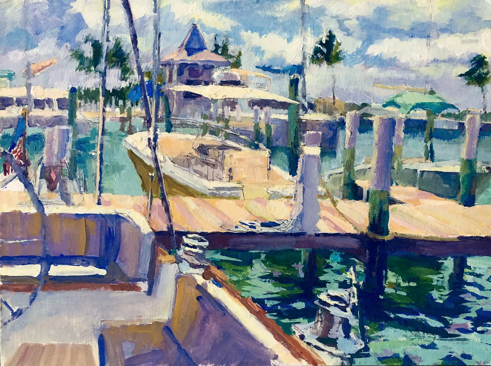    "DOCK MASTER"   - Marsh Harbor, Bahammas - 10 x 8 gouche on illustration board 
