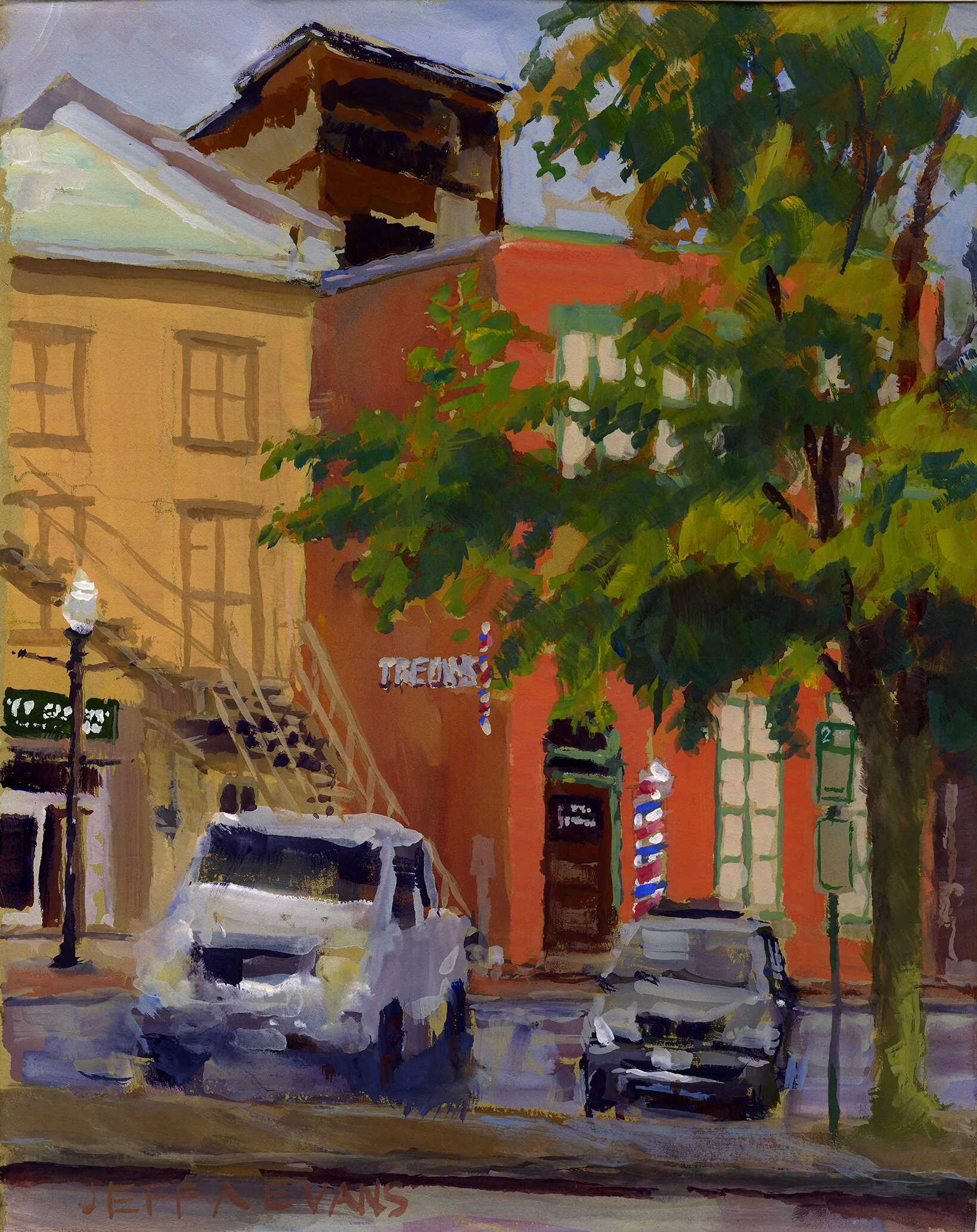    "TWO-HOUR PARKING”   - Piqua, OH - 11 x 14 gouche on illustration paper, AVAILABLE 