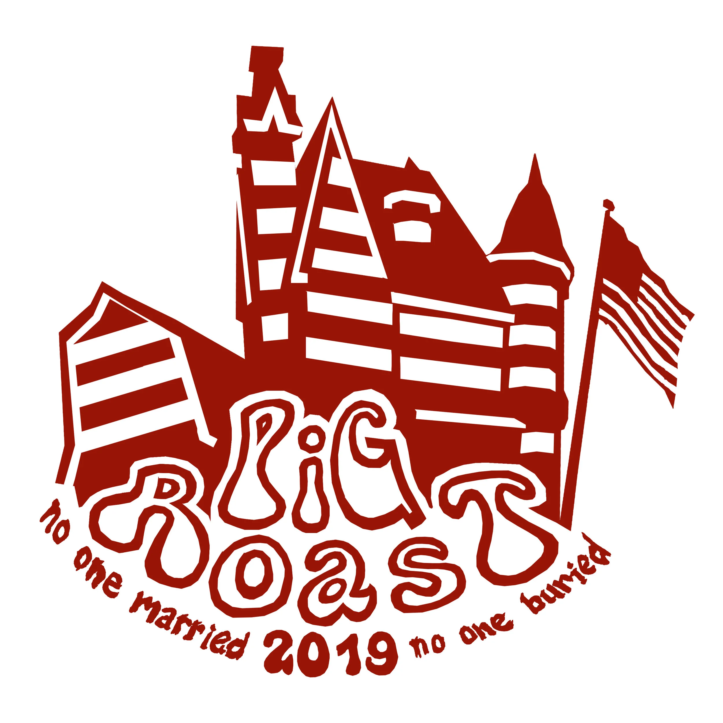    2019 T-Shirt Design - 19th Annual Powell Family Pig Roast   - “No One Married, No One Buried” -Montville, OH - design, and illustration (front of t-shirt) 