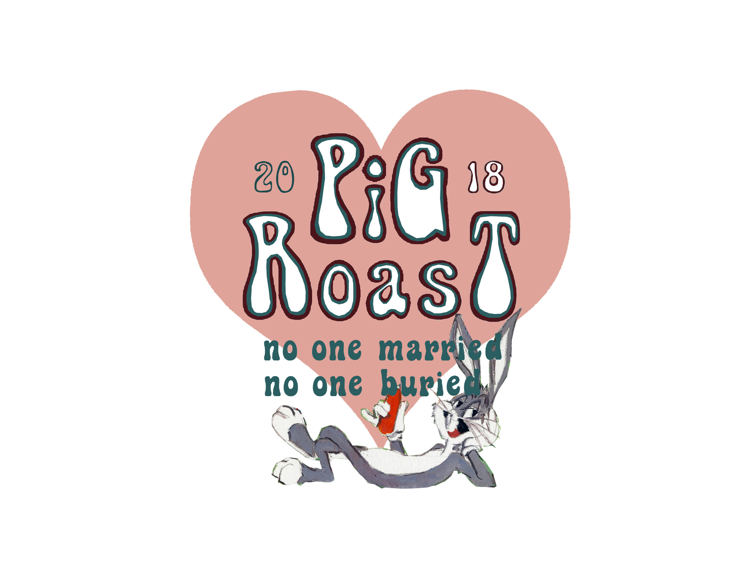    2019 T-Shirt Design - 19th Annual Powell Family Pig Roast   - “No One Married, No One Buried” -Montville, OH - design, and illustration (front of t-shirt) 