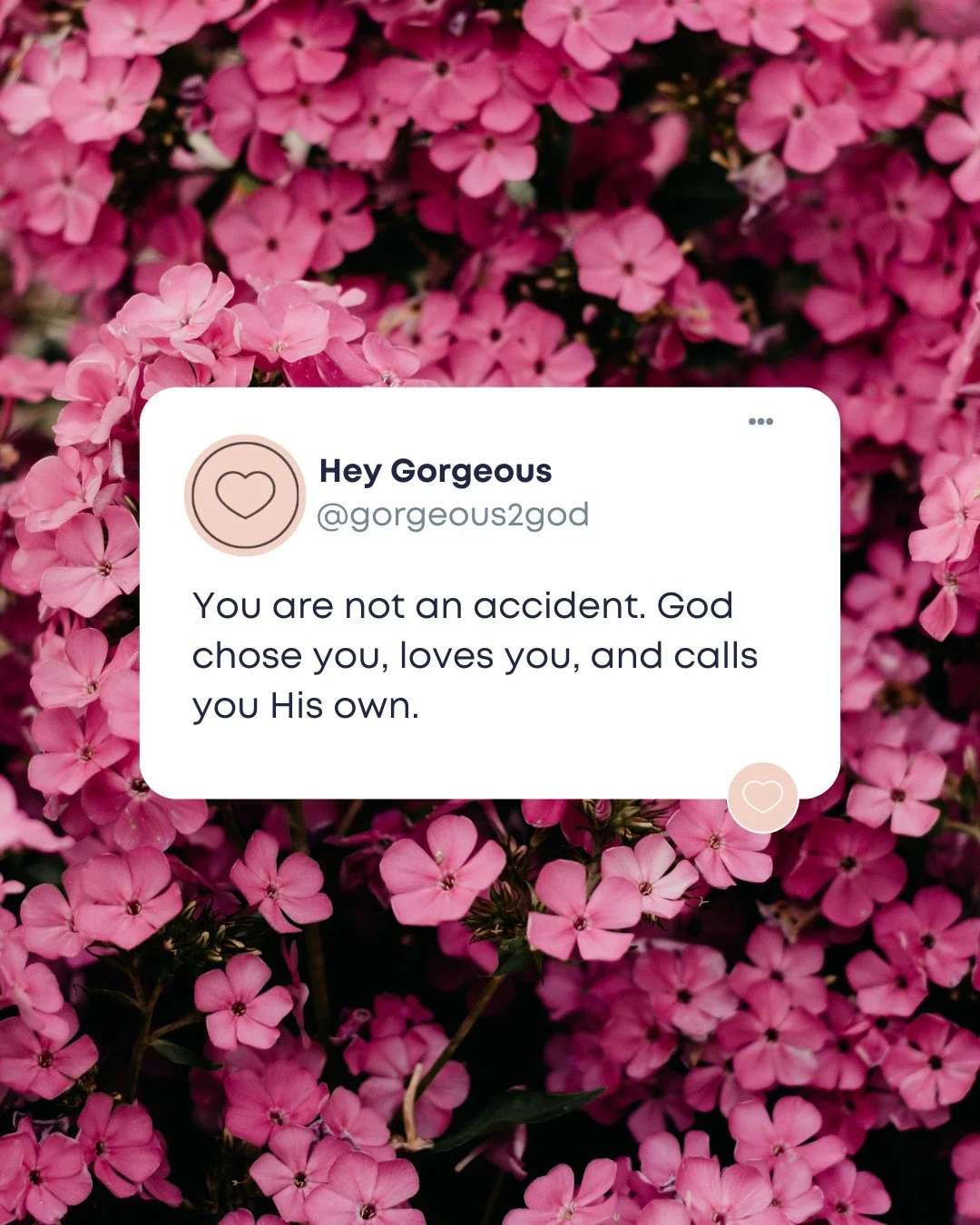 If you&rsquo;ve ever questioned your worth, let this remind you 🌸 You are not an accident. God chose you, loves you, and calls you His own 💖🕊️ #Gorgeous2God #G2G #ChosenByGod #LovedByGod #SoftFaith