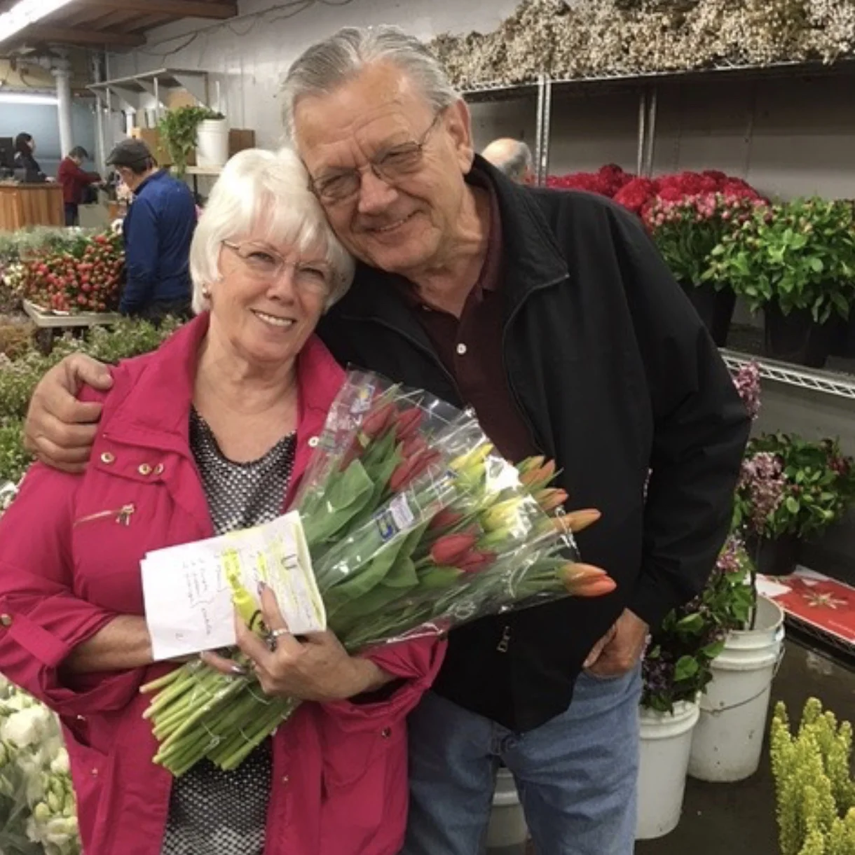 45+ years in the wholesale flower business (Joann and Ken)
