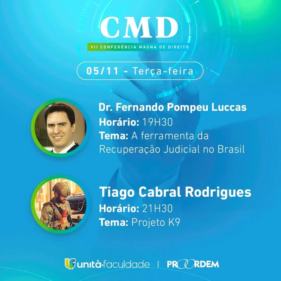 Nosso sócio-diretor, Dr. Fernando Pompeu Luccas, fará a palestra de abertura do primeiro dia da VII Conferência Magna de Direito da&nbsp;Unità Faculdade.