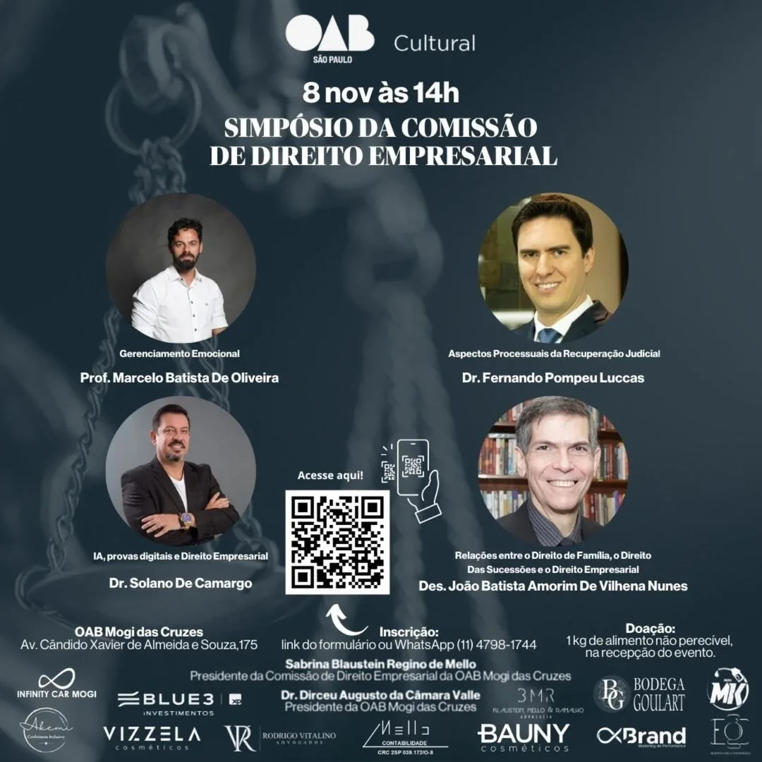Nosso sócio-diretor, Dr. Fernando Pompeu Luccas, será um dos palestrantes do Simpósio de Direito Empresarial da OAB/Mogi das Cruzes.