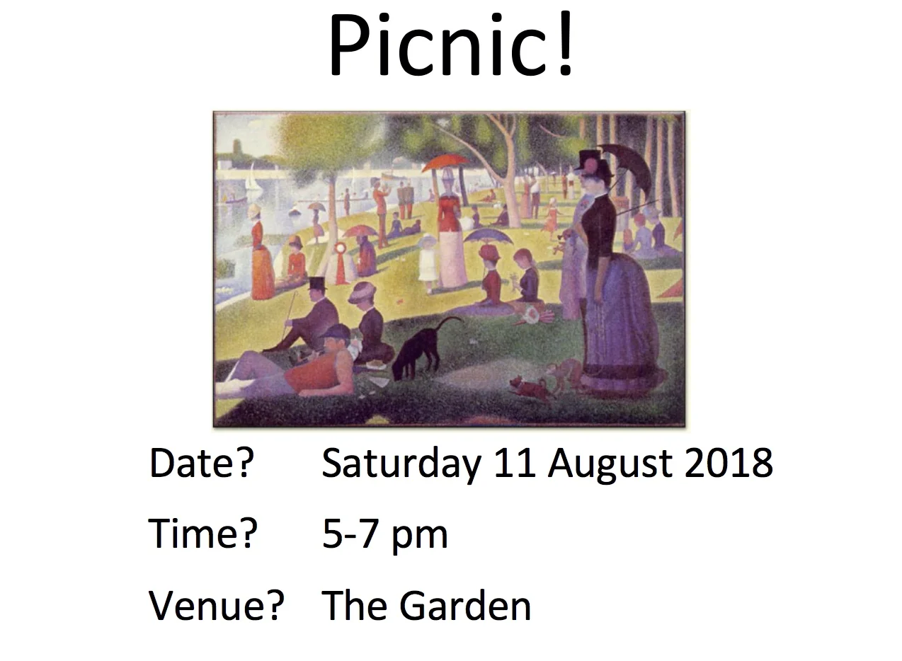 11th August: picnic and book reading in the garden!