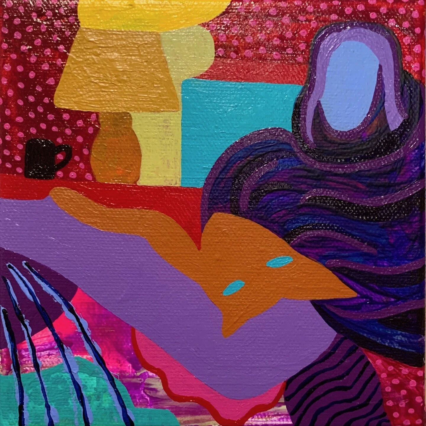   Everyday is Sunday now,  Acrylic on canvas, 6”x6”, 2020 