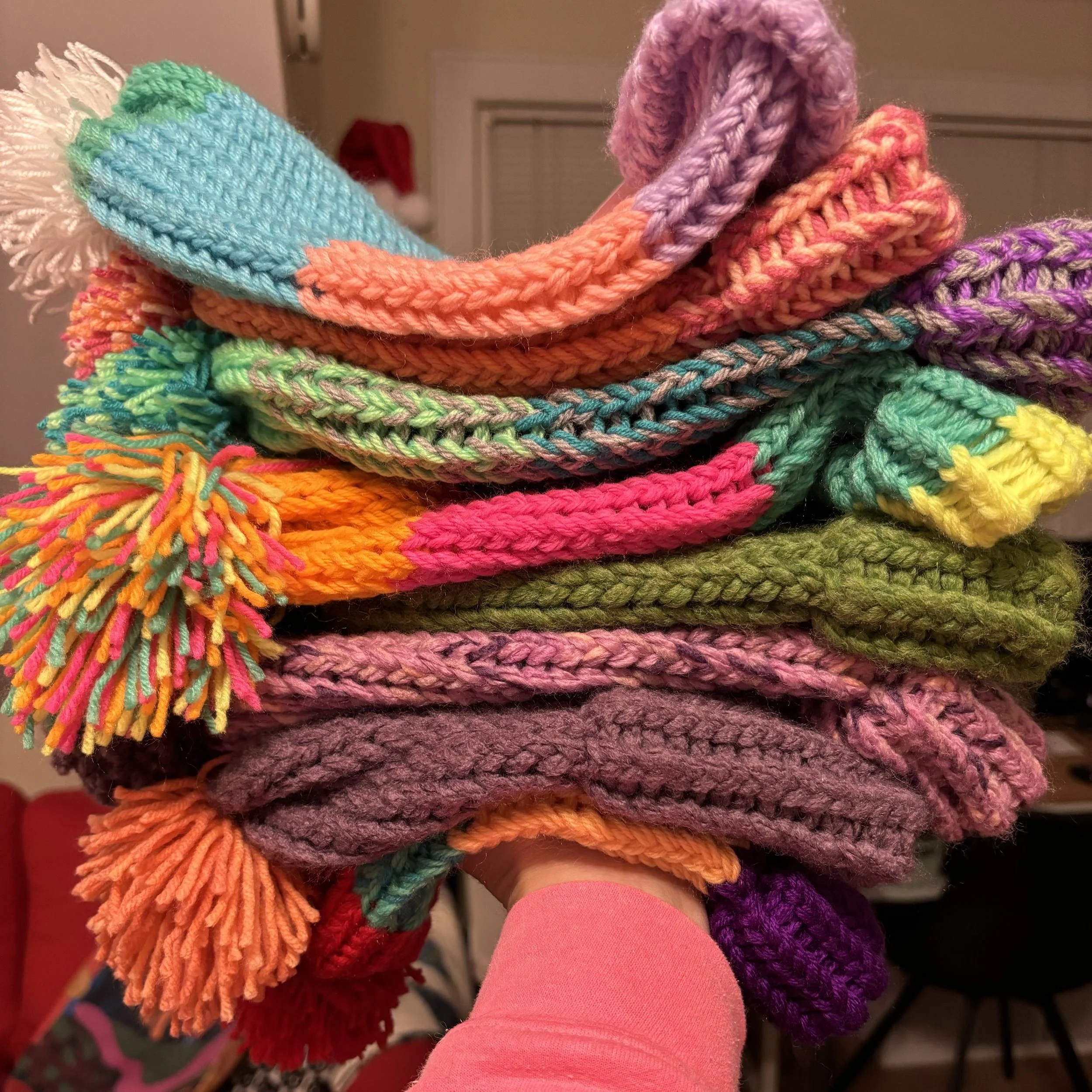   Pom Pom Hats , yarn, 2023 