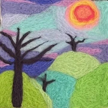   Landscape,  needle felting, 6”x6”, 2023 