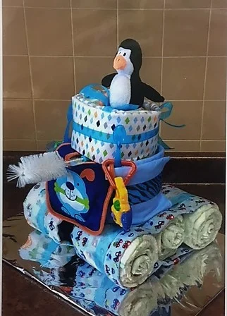 penguin diaper cake