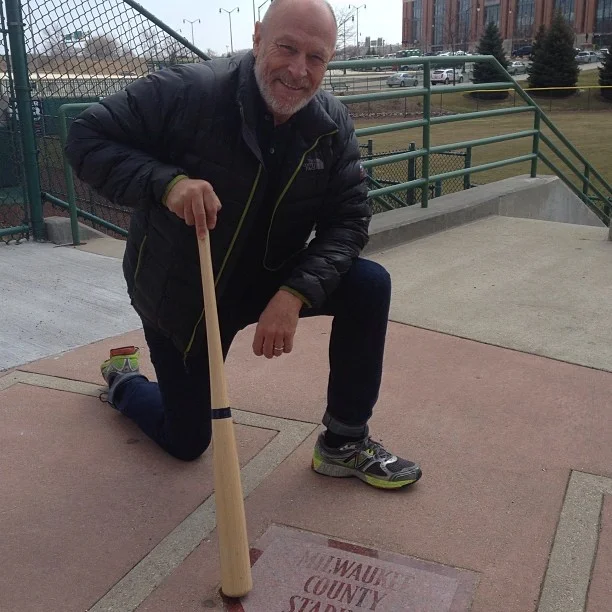 25 years ago. Exact spot of home plate at County Stadium Milwaukee - ground zero for Major League . Magnificent to be here !
