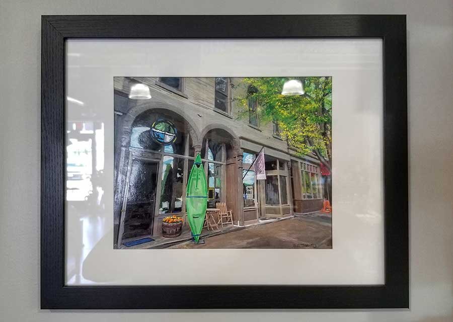 We were gifted a beautiful painting by Shawn Tibbets of our old shop!
