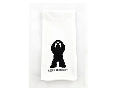 Bigfoot Heart Allegheny National Forest Tea Towel