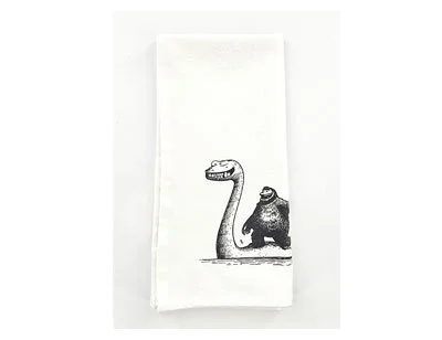 Sasquatch Riding Loch Ness Monster Tea Towel