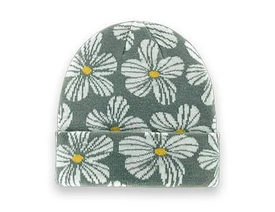 Retro Daisy Floral Knit Beanie