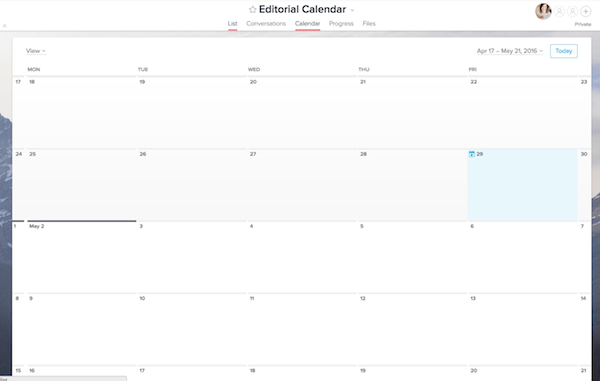 Asana Calendar View