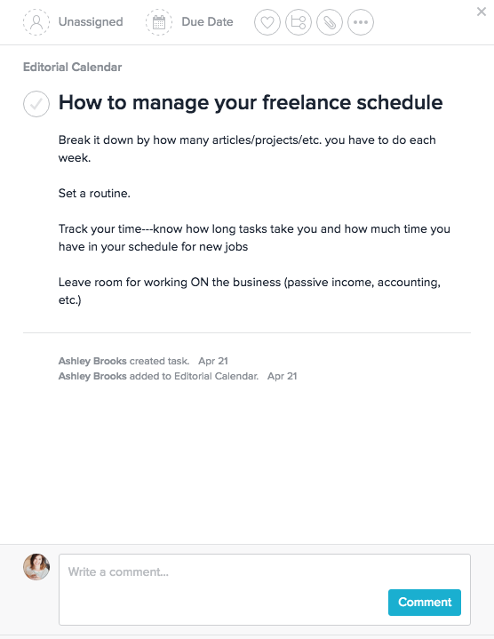 Asana Task View