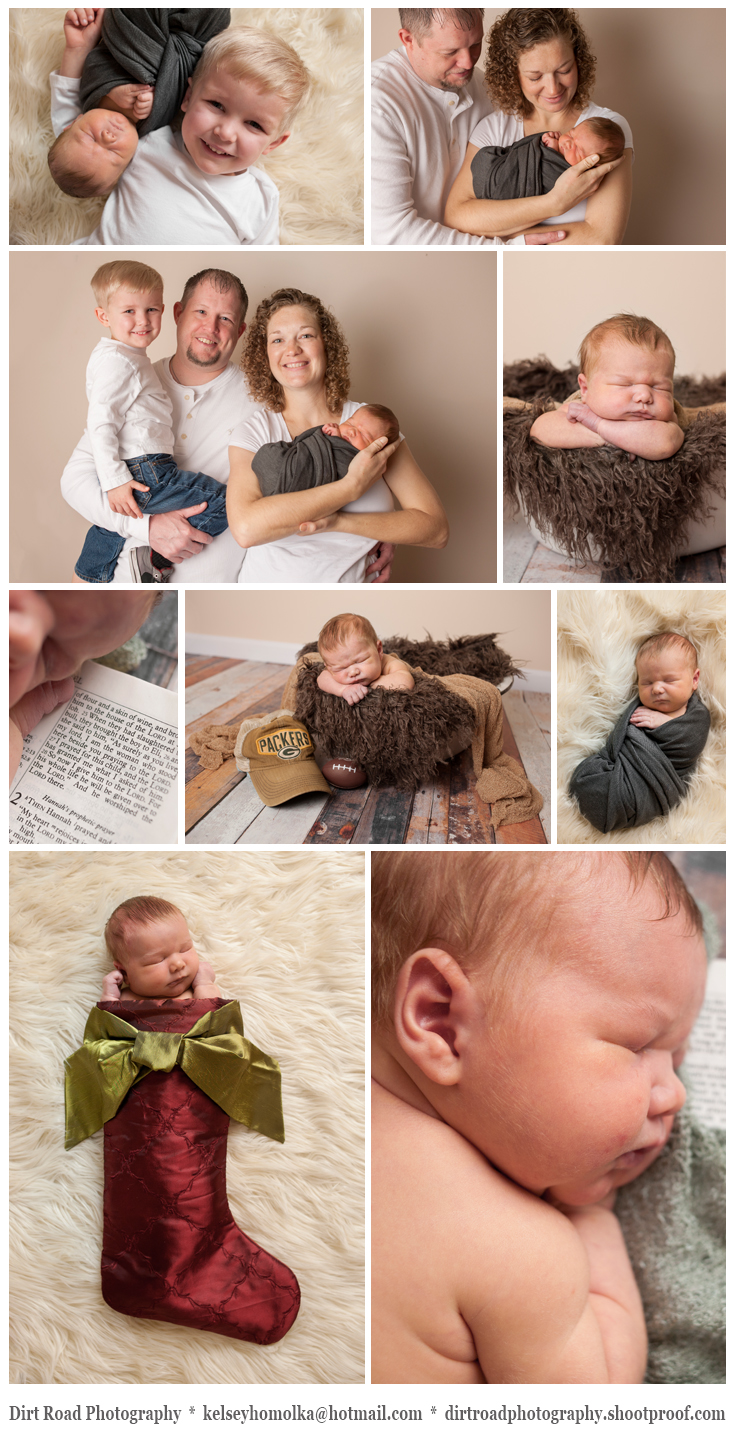 newborn session with best newborn nebraska photographer kelsey homolka nerud picture of baby with packers football hat on a wood floor. dirt road photography located near wilber nebraska is a newborn portrait photographer