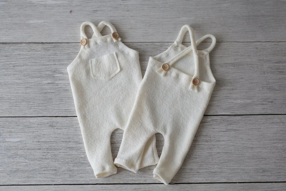 White Newborn Overalls