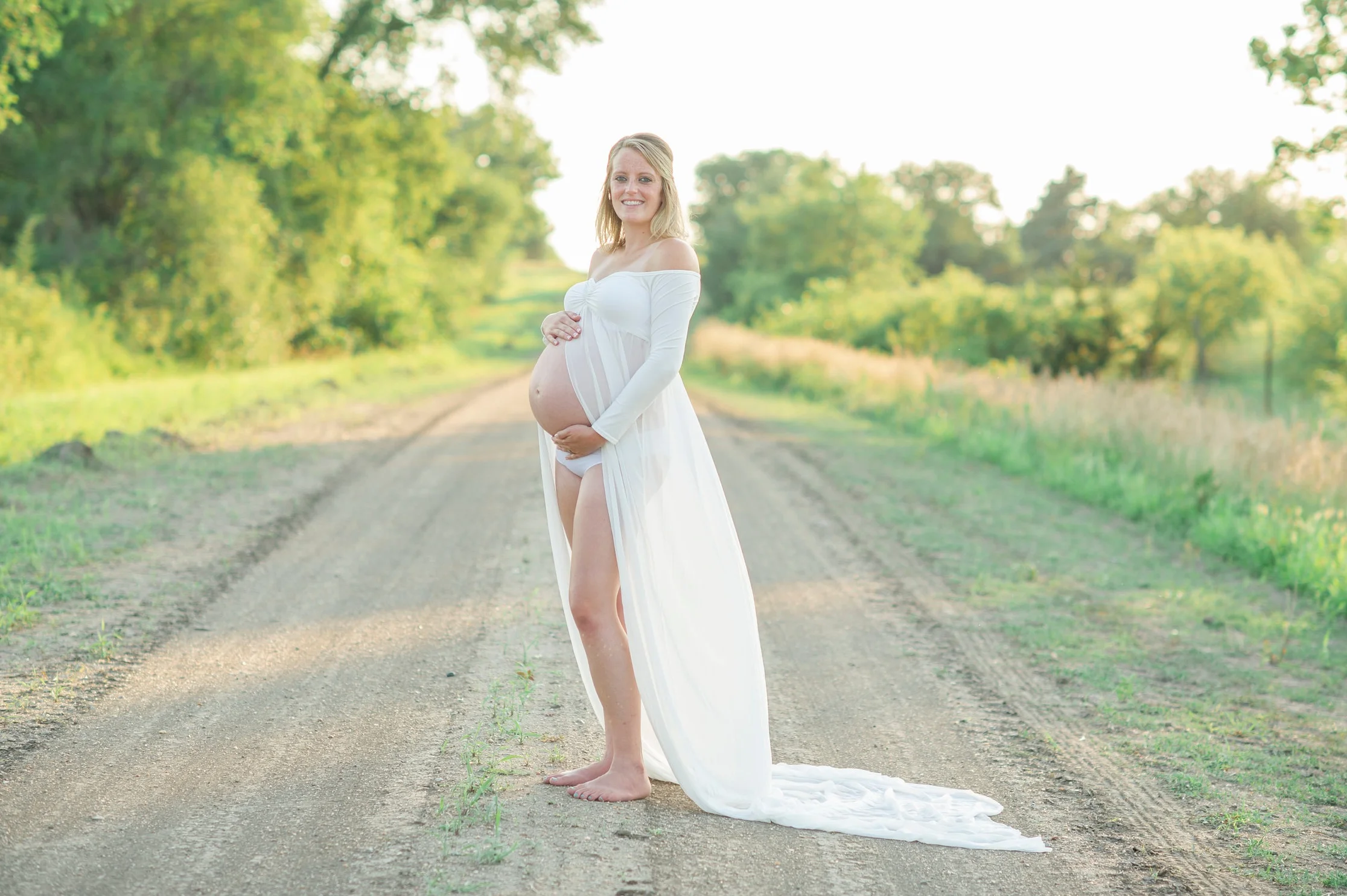 White Maternity Dress with Open Front