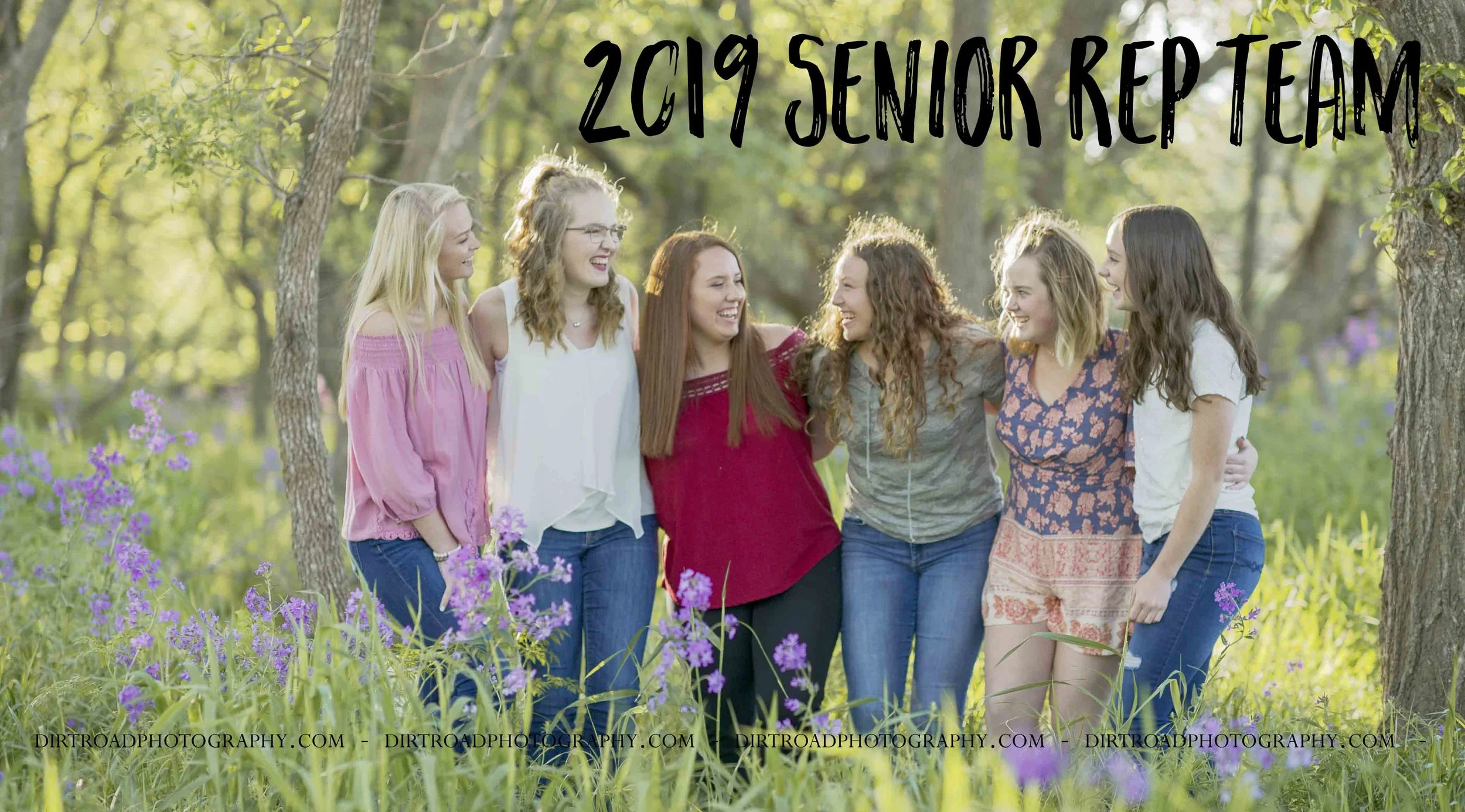 picture of high school senior girls from high schools in nebraska including wilber-clatonia high school, milford high school, friend high school, tri-county high school and norris high school. girls are dressed in rompers, jeans, tanks, and sandals or boots. they’re standing in tall green grass with purple wildflowers surrounding them at sunset for high school photography sessions held by dirt road photography located near southeast nebraska wilber and swanton area by kelsey homolka nerud the photographer