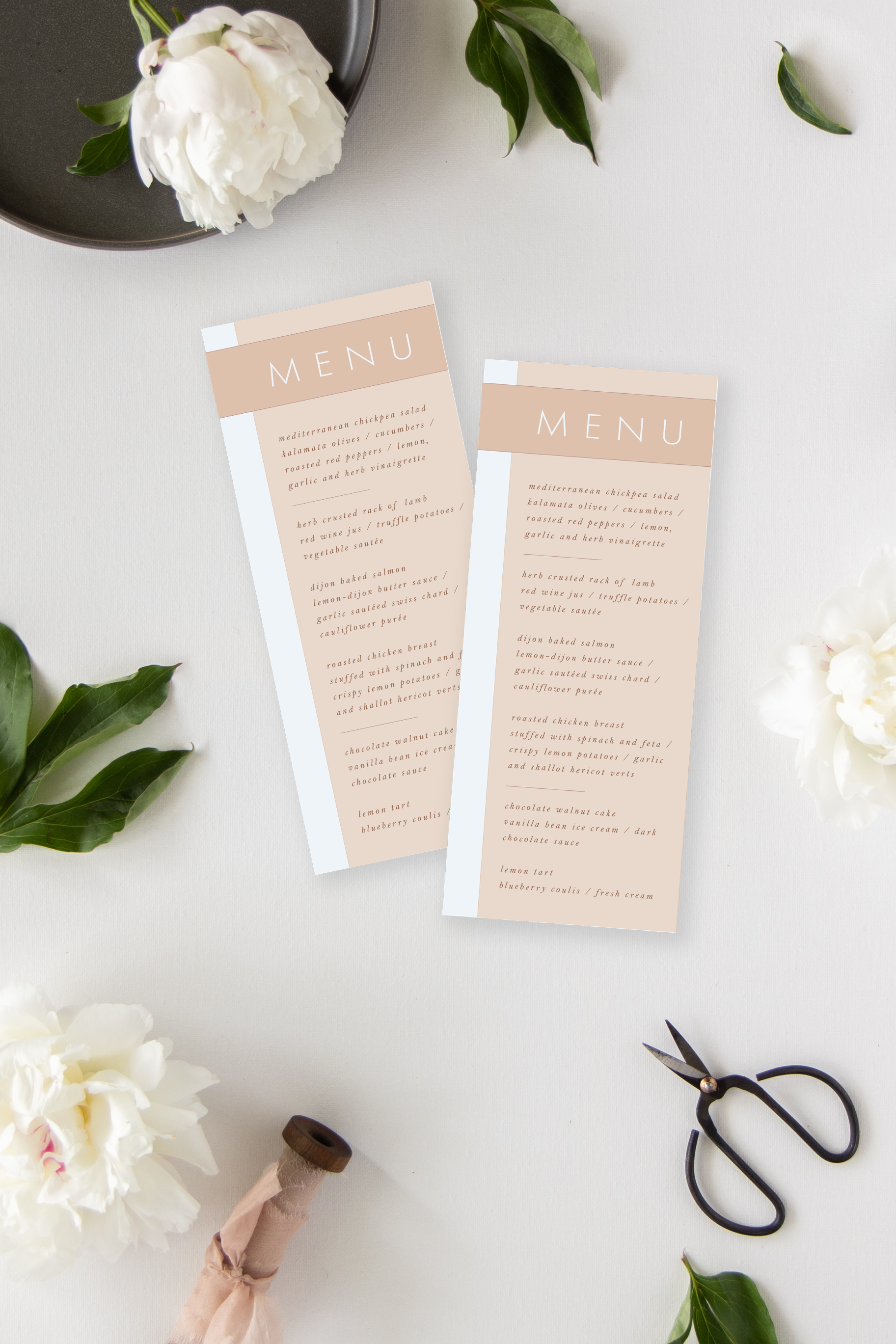 Modern Neutrals menu