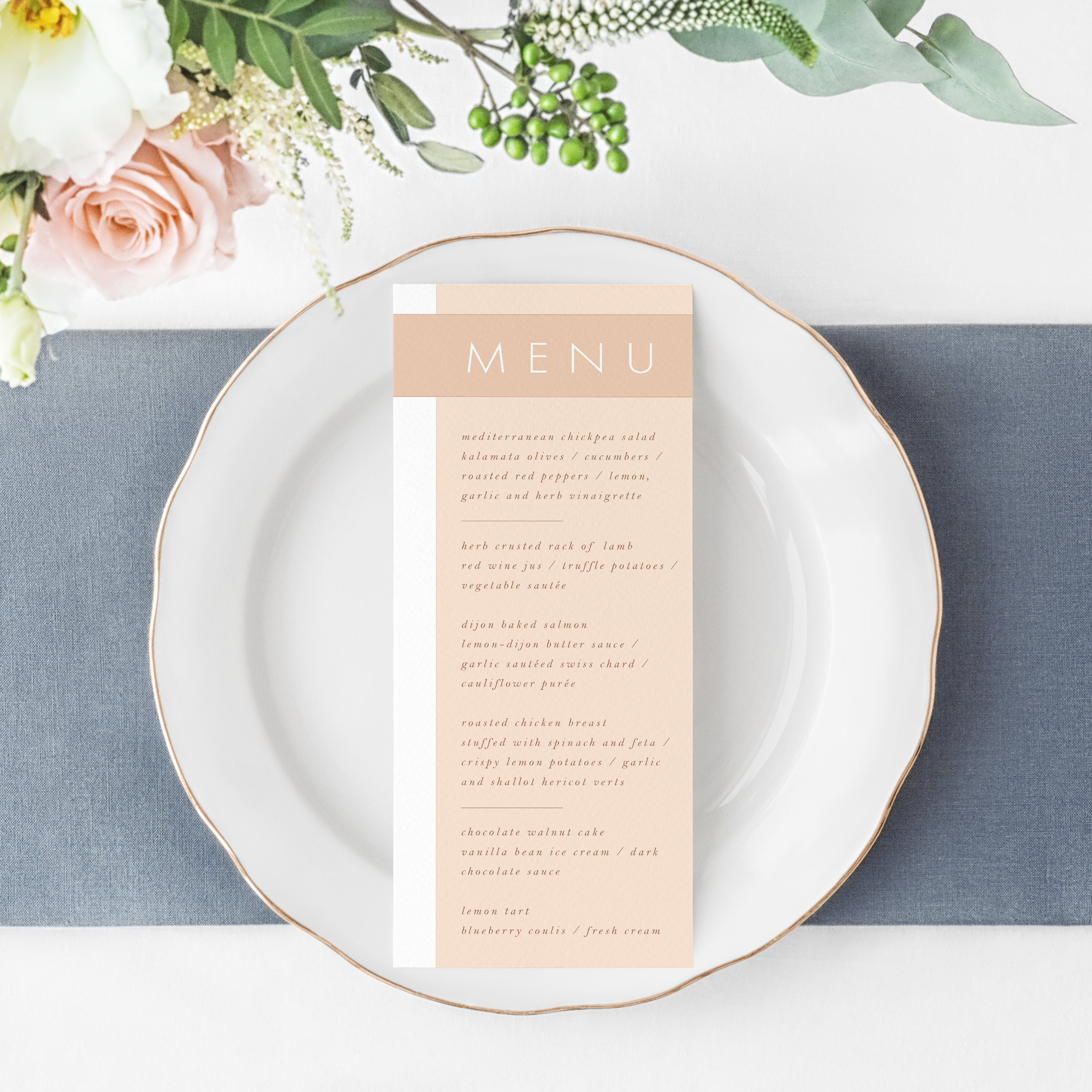 Modern Neutrals menu