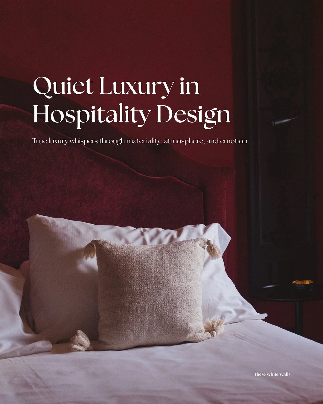 Quiet luxury in hospitality design is not a style...it’s a state of being.
It’s about crafting spaces that speak in subtle tones, where every material, texture, and detail carries intention.
At These White Walls, we believe that true lu
