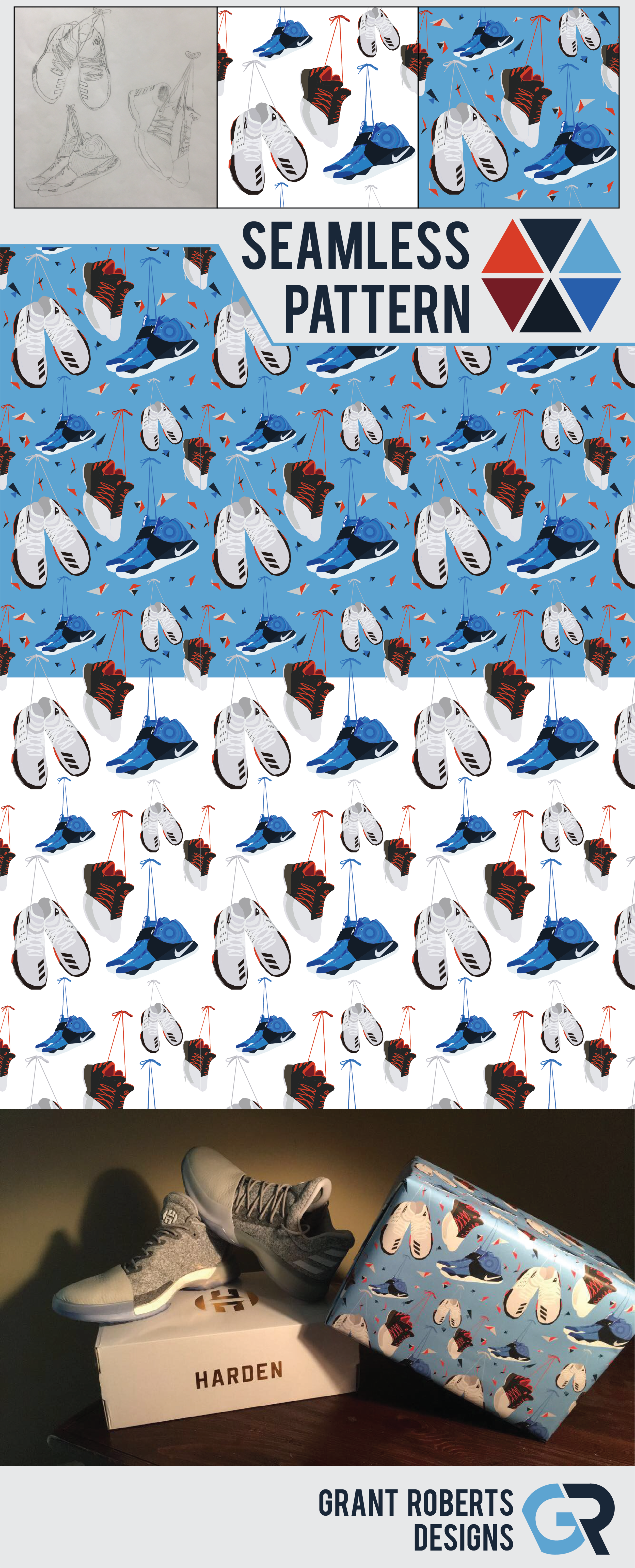 Seamless Pattern Basketball Shoes