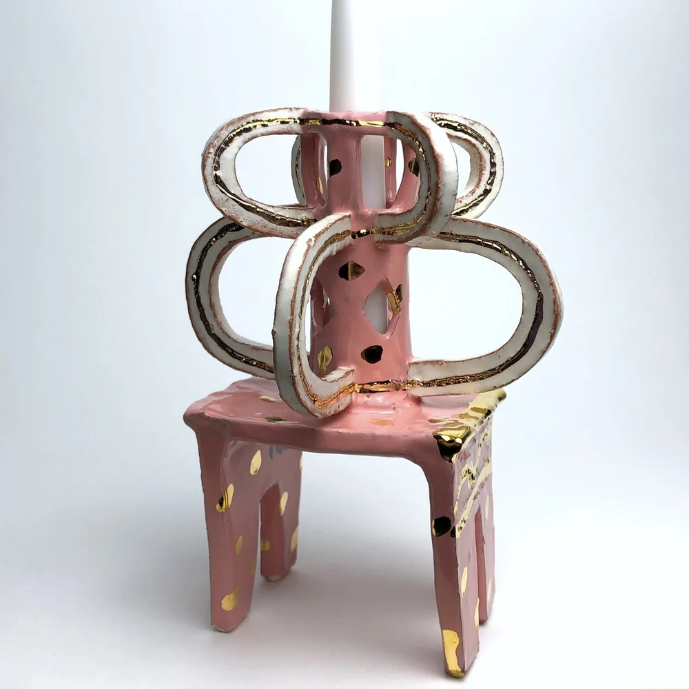 Pink Candlestick — Rebecca Chappell Ceramics