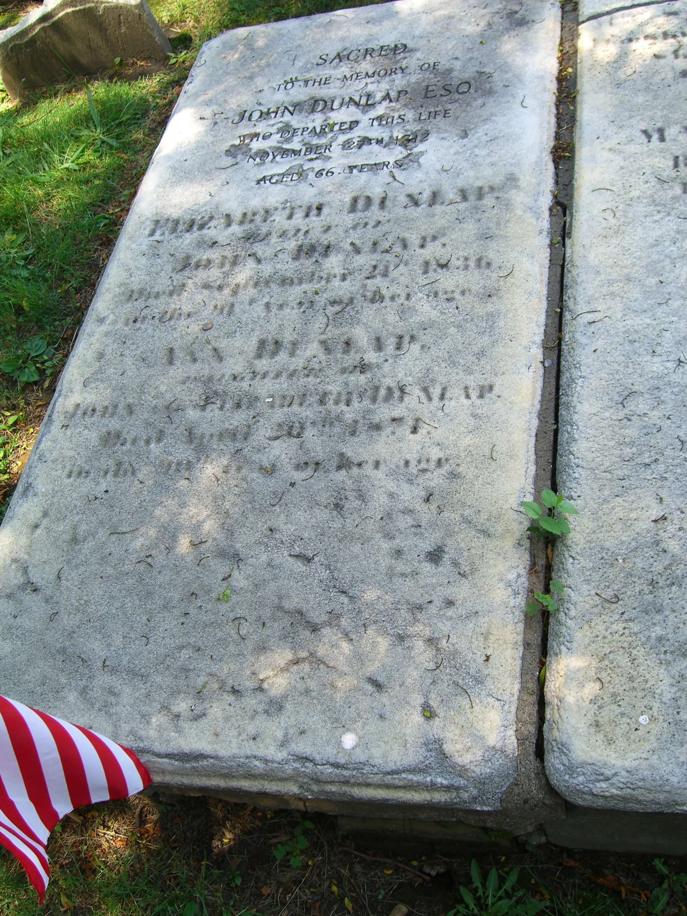 [2008] Grave of Bro. John Dunlap - Continental Army Soldier, Printer of the Declaration of Independence and Lodge No. 2 member