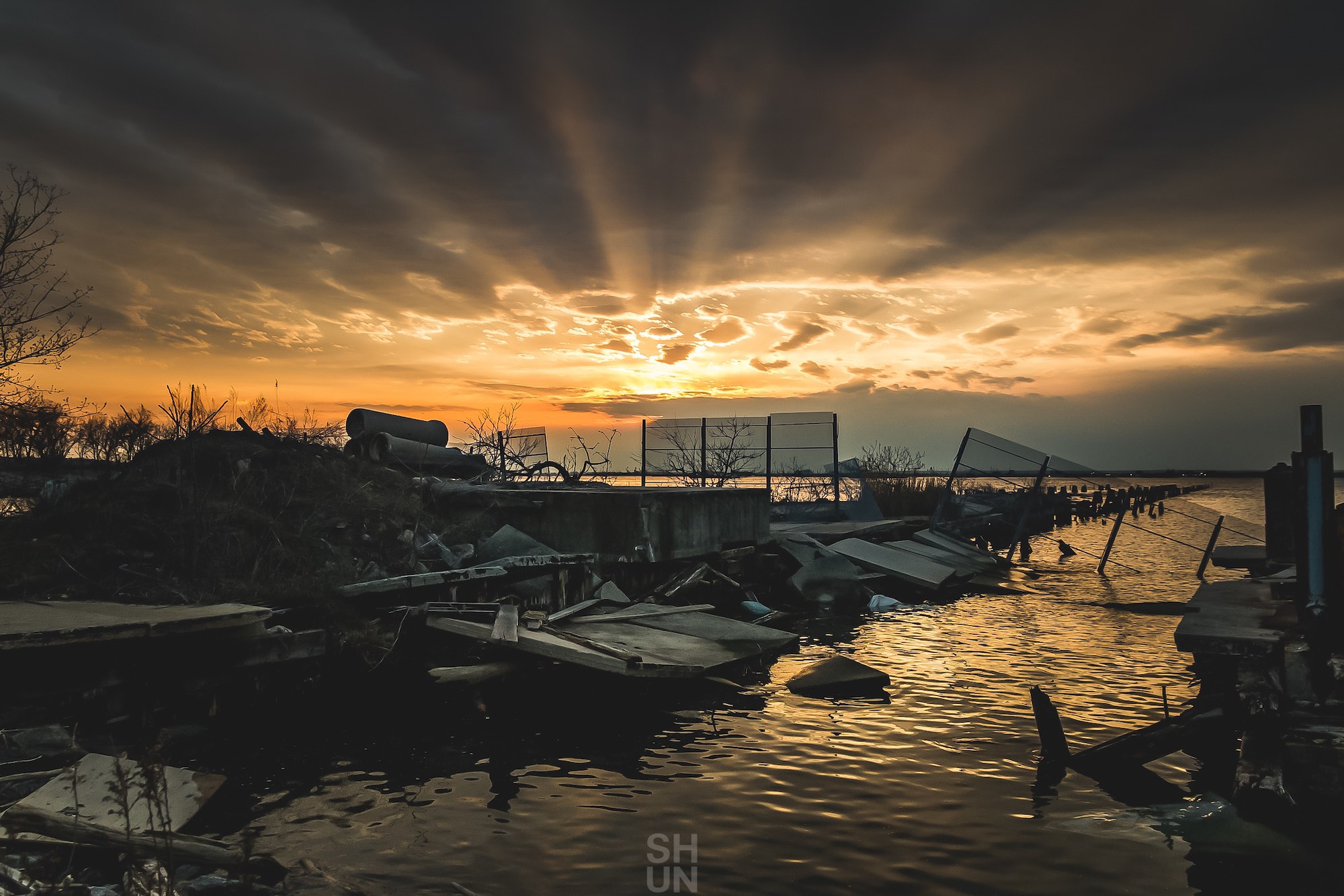 Sunset over the Bush Terminal Pier 5
