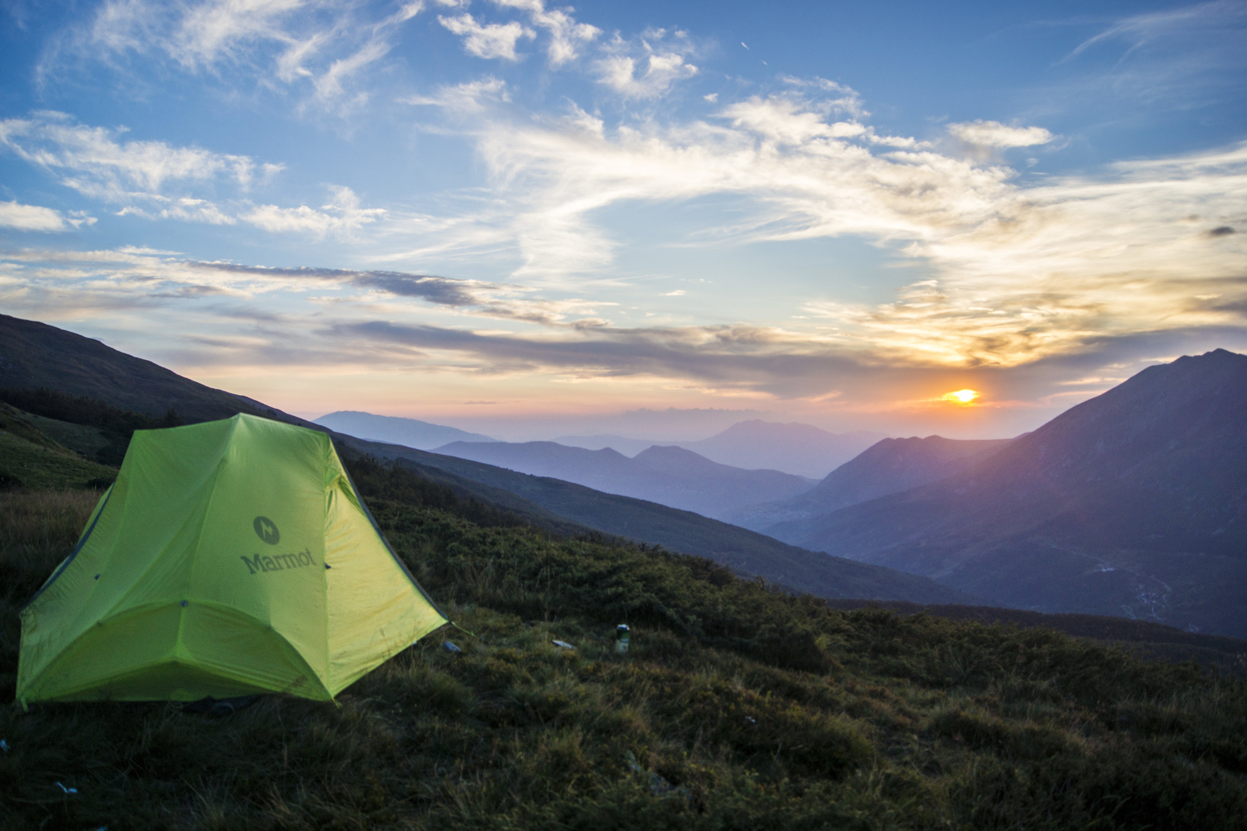Sunset at camp. Prevalla, Kosovo. 