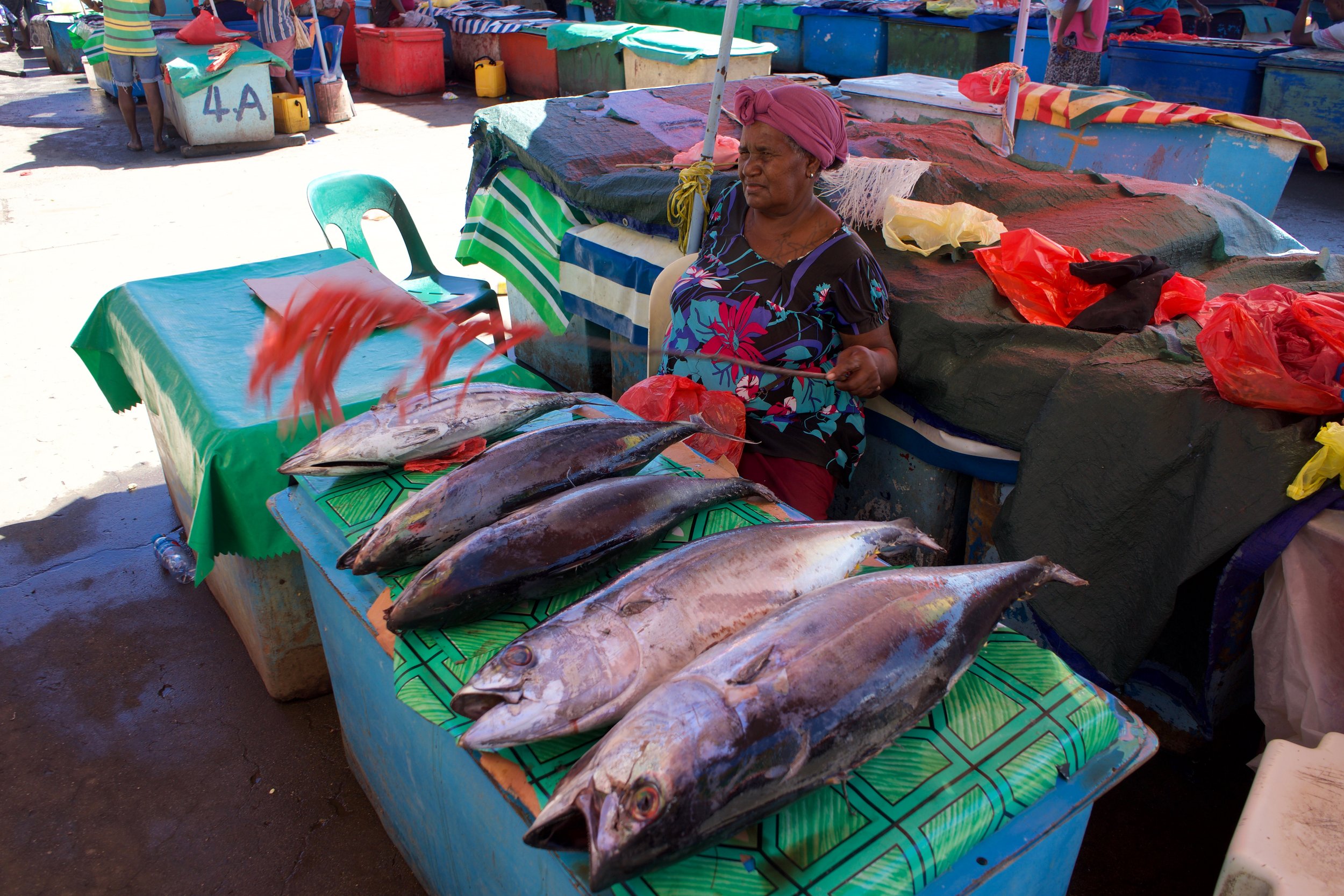 Tuna for sale. Solomon Islands' Central Market, Honiara.