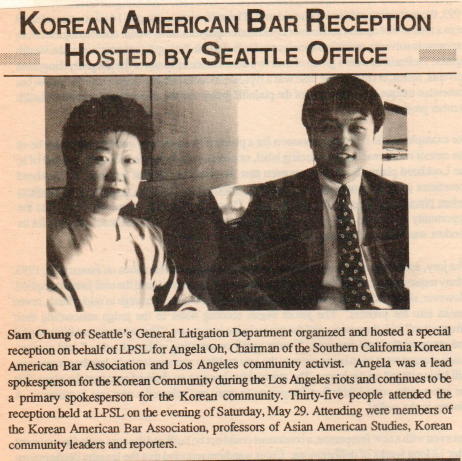   The Beginning   In 1991, Judge Samuel Chung had an idea to start a Korean bar association to serve the local Korean community. He reached out to Korean attorneys in the area by contacting names listed in the Washington bar directory. For the first 