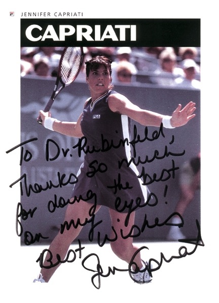 Jennifer Capriati's autographed photo she gave to Dr. Rubinfeld after surgery.