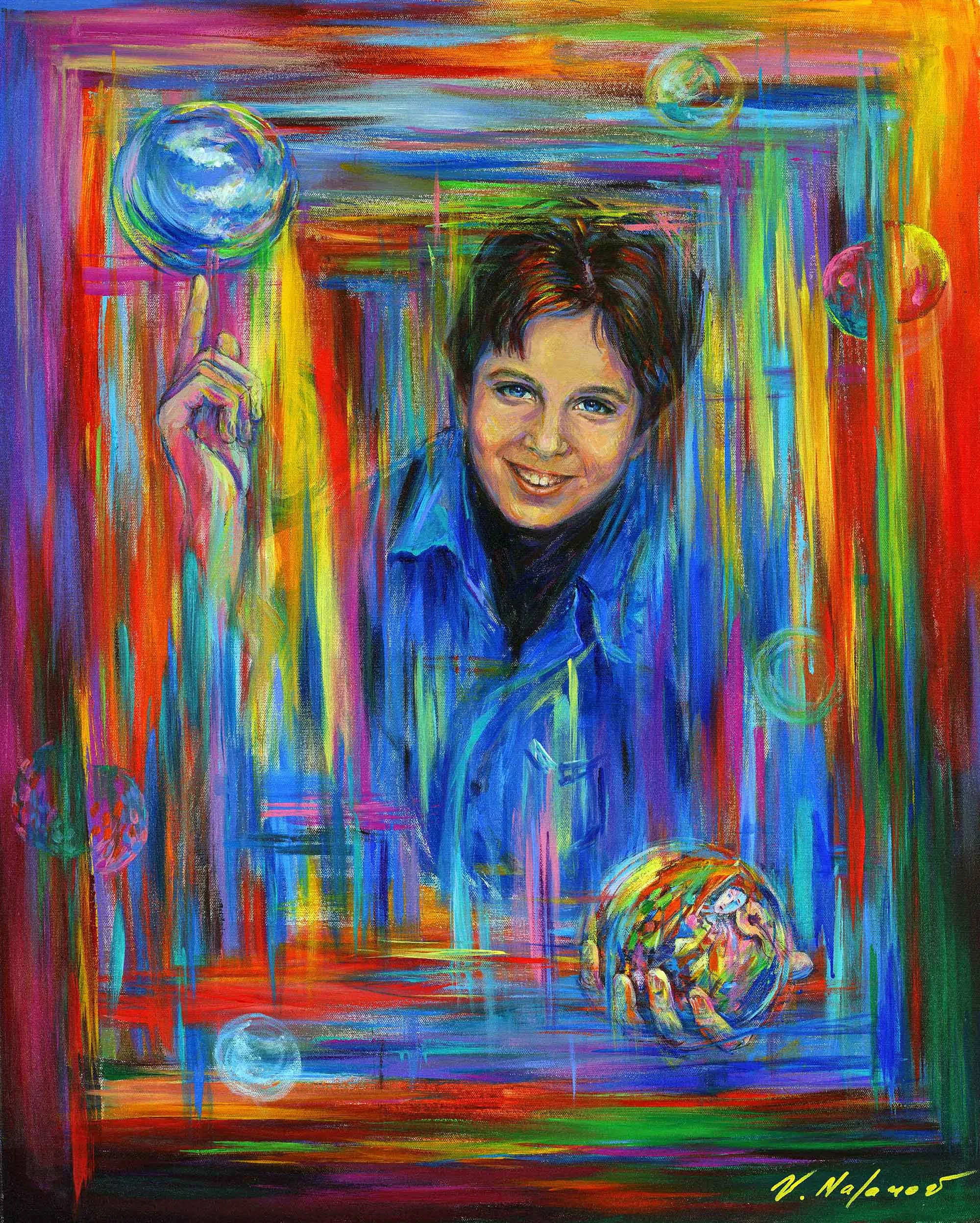 World in his hands 30"H x 24"W
