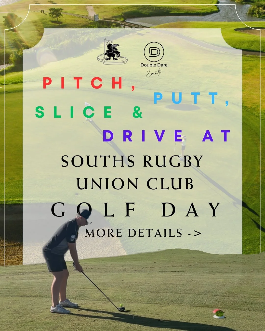TICKETS AVAILABLE NOW!!
PITCH, PUTT, SLICE, SMASH, LAUGH AND DRIVE your way around 18 Holes of Golf in Buggies at our Souths Golf Day at the challenging Carbrook Golf Club. Be sure to get in early as there is high demand as the last one was such a su