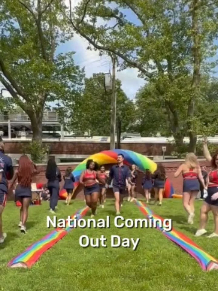 Happy National Coming Out Day to all the gays and theys across the globe from our chosen family to yours💙❤️ 
❤️🧡💛💚💙💜❤️🧡💛💚💙💜 
Today, we celebrate the courage it takes to live authentically and honor the strength of LGBTQ+ youth, families,