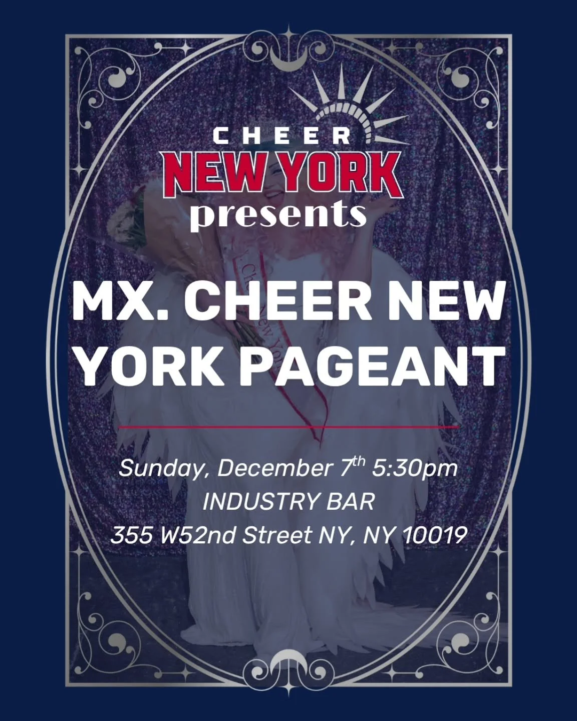 ❤️💙Announcing our annual Mx. Cheer New York Drag Pageant!!💙❤️

Join us on Sunday, December 7th, at @industrybarnyc for a night of performances and fundraising!!

Entry is FREE &amp; 50/50 raffle tickets are available upon entry! Proceeds go towards