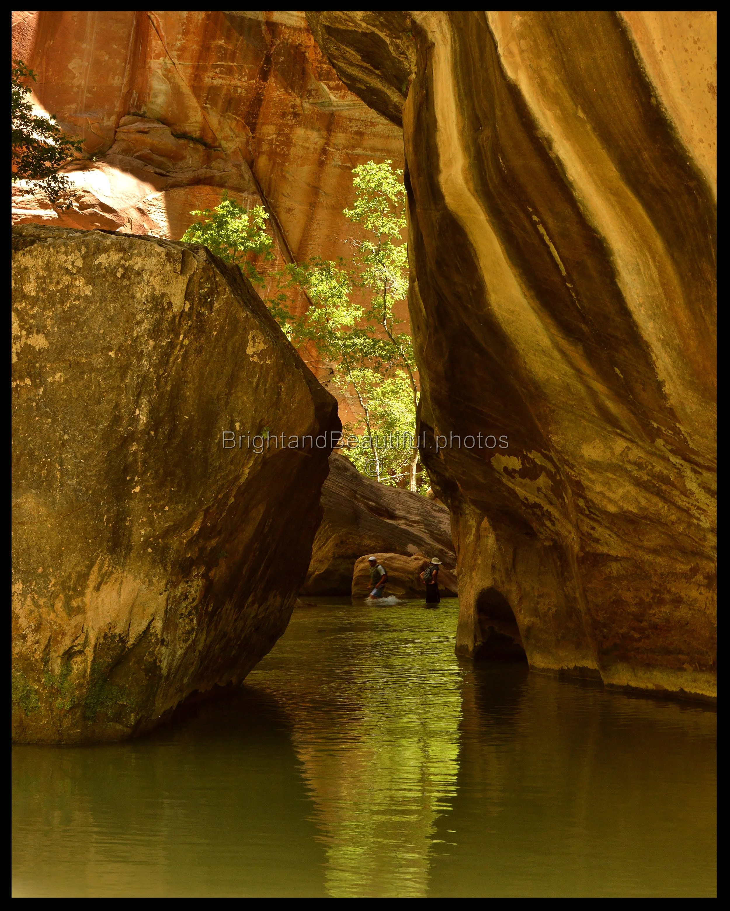 Mineral-Stained Rocks in The Narrows, Zion National Park