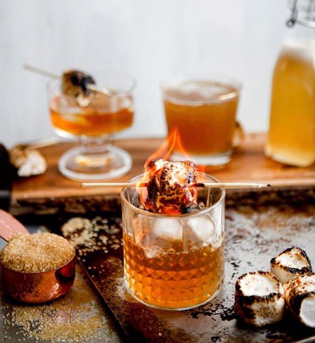 Campfire Cocktail? Into It. 🥃 &bull; 📸: @anunblurredlady || - 1 Cup Sugar
- 1 Cup Water
- 8-10 Marshmallows
- 6 Oz. Bulleit Rye Whiskey
- Splash Laphroig Single Malt Whiskey