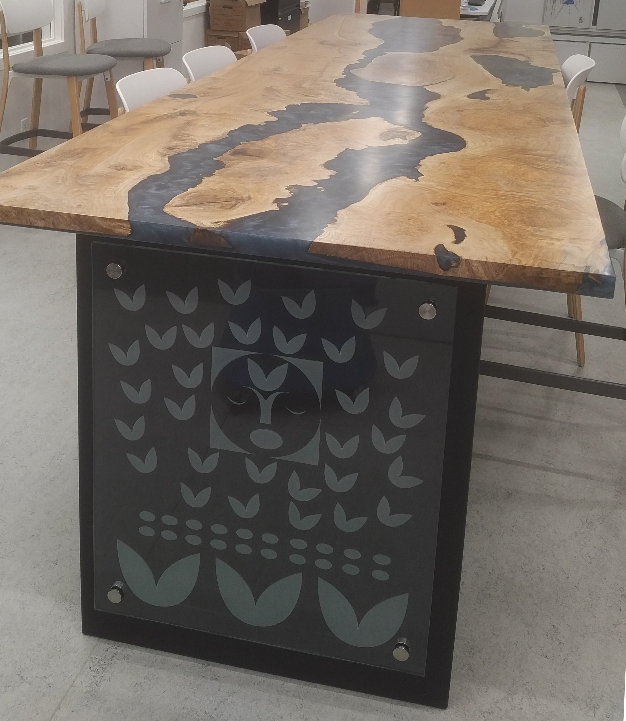 Maple Ocean Blue Boardroom Table