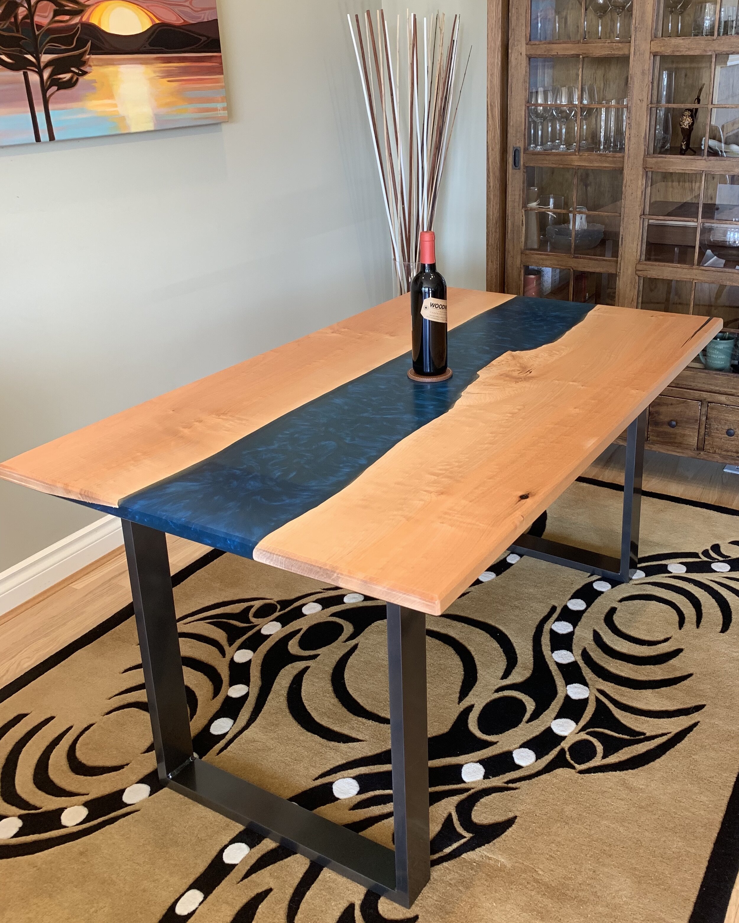 Caribbean Blue Maple Dining Table