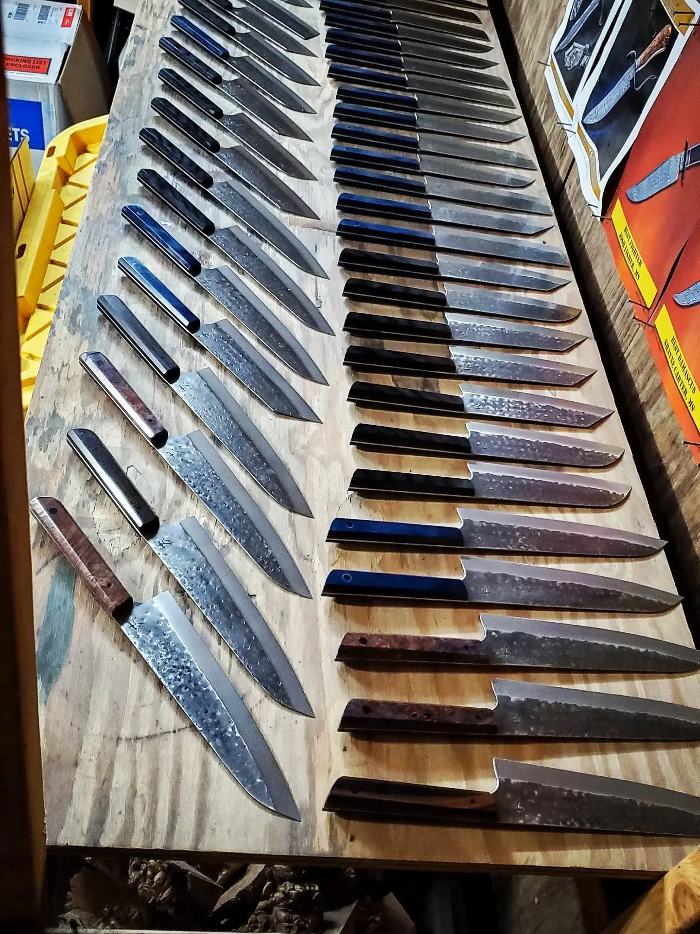 One hundred and nineteen knives finished in 3 weeks.  All of them, stainless thin forged. This order started out as an idea from @northside_cutlery. Due to the tarrifs, Japanese knife imports are more expensive now. As soon as I heard about this I wa