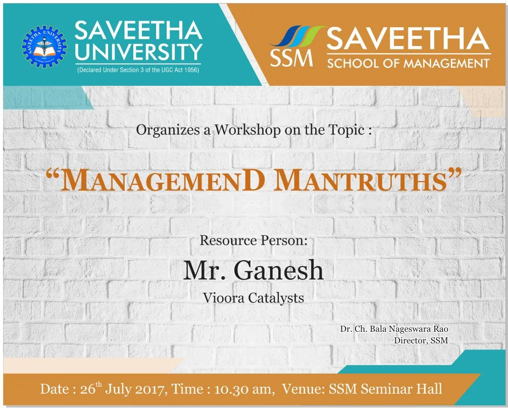 Workshop on MANAGEMEND MANTRUTHS