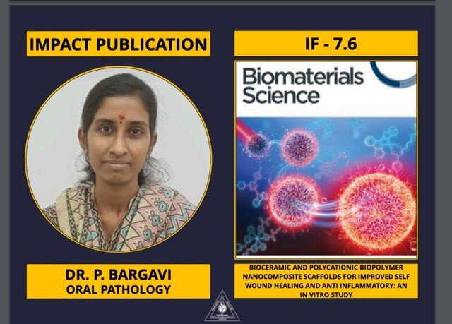 Our Research Scientist Dr Bargavi has published on Bioceramic and polycationic biopolymer nanocomposite scaffolds for improved wound self-healing and anti-inflammatory properties: an in vitro study