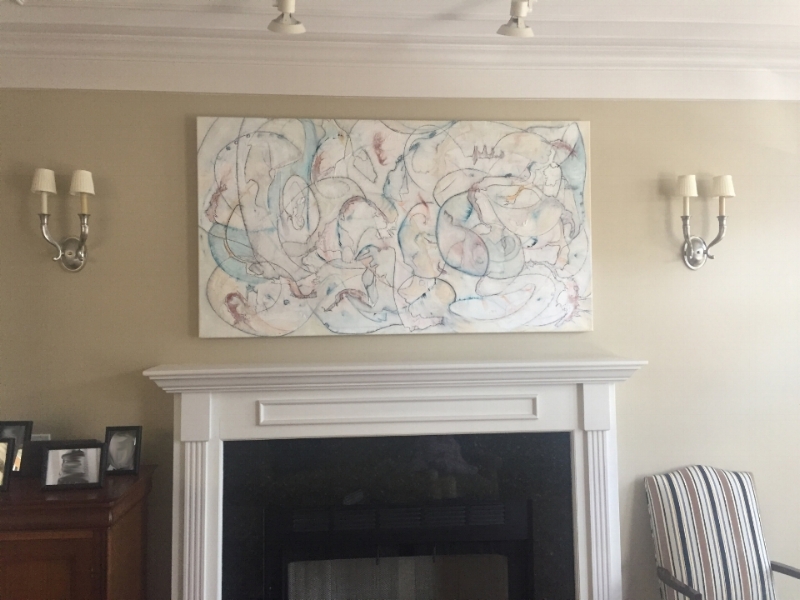 "Aquatic Equations" - 36x66" - mixed media on canvas