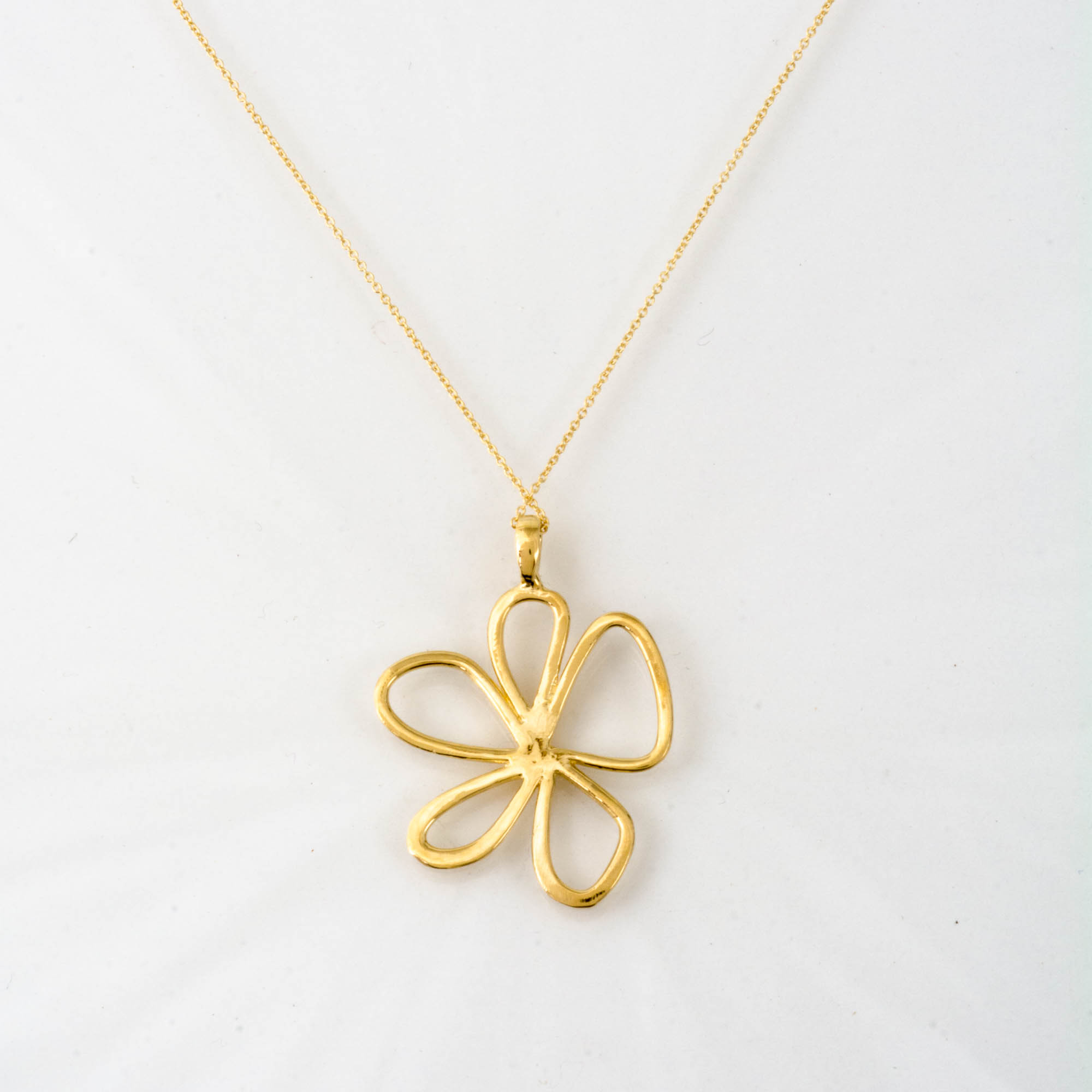 Yellow Gold Small Flower Pendant — Flamingo Jewelry