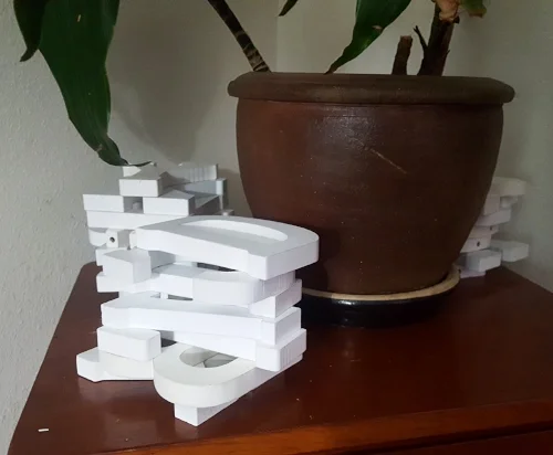 Wooden letter blocks in Cynthia's studio.